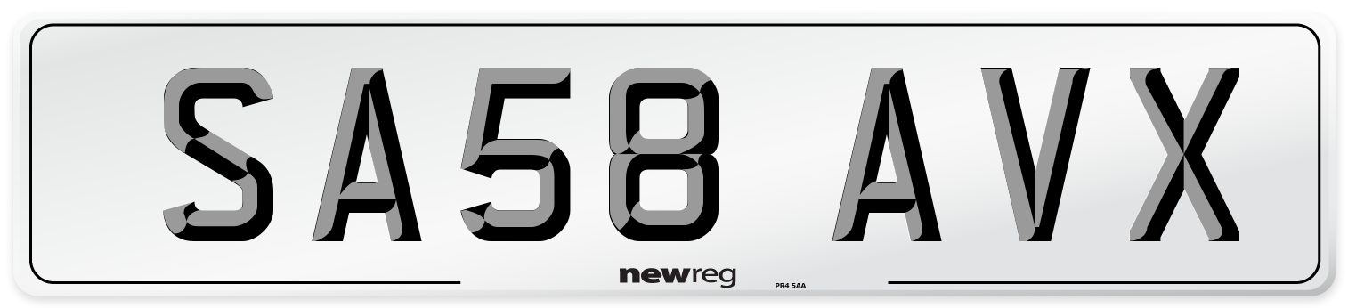 SA58 AVX Number Plate from New Reg